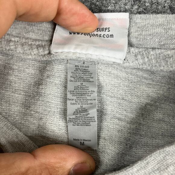 Ron Jon Sweatshirt Mens M Gray Crewneck Surf Shop Lightweight Casual Beach - Picture 4 of 8